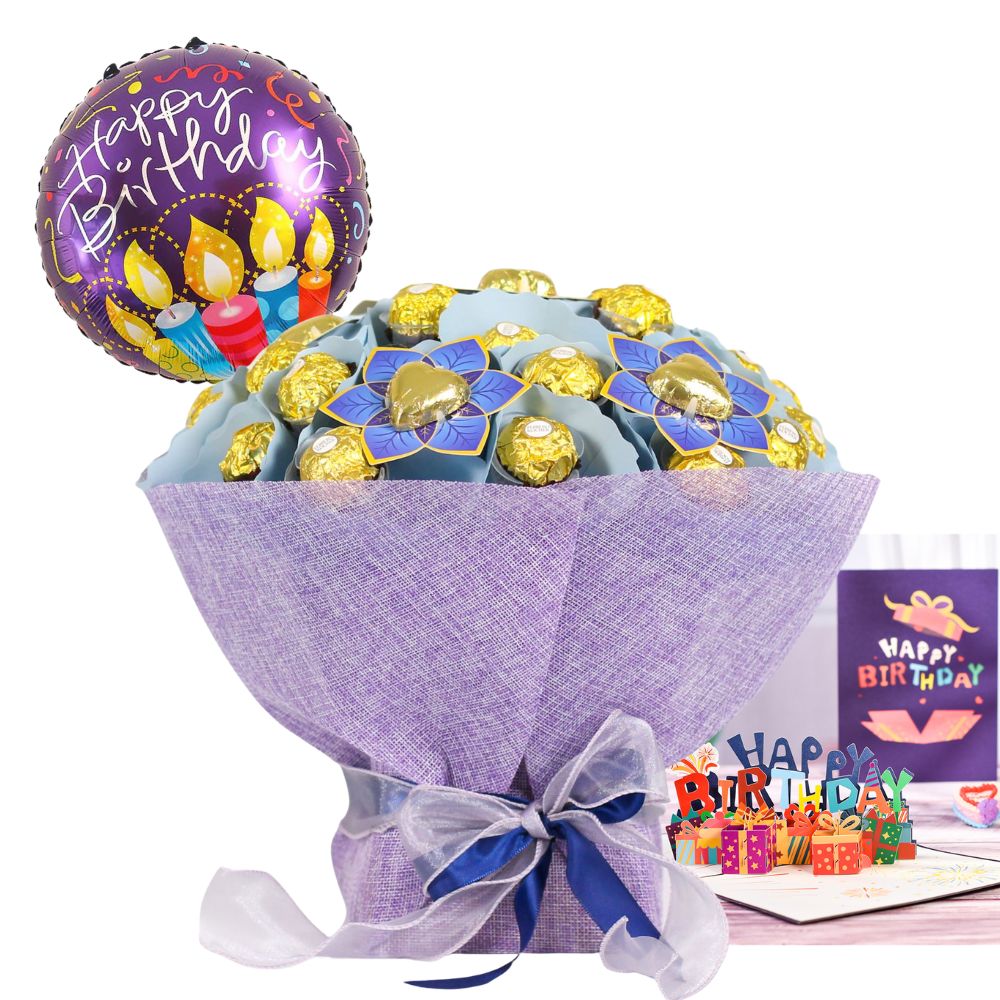 BLUE BIRTHDAY CHOCOLATE BOUQUET