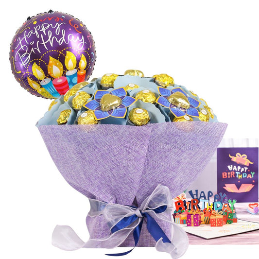 BLUE BIRTHDAY CHOCOLATE BOUQUET
